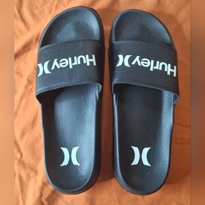 Hurley Black Slides with Logo